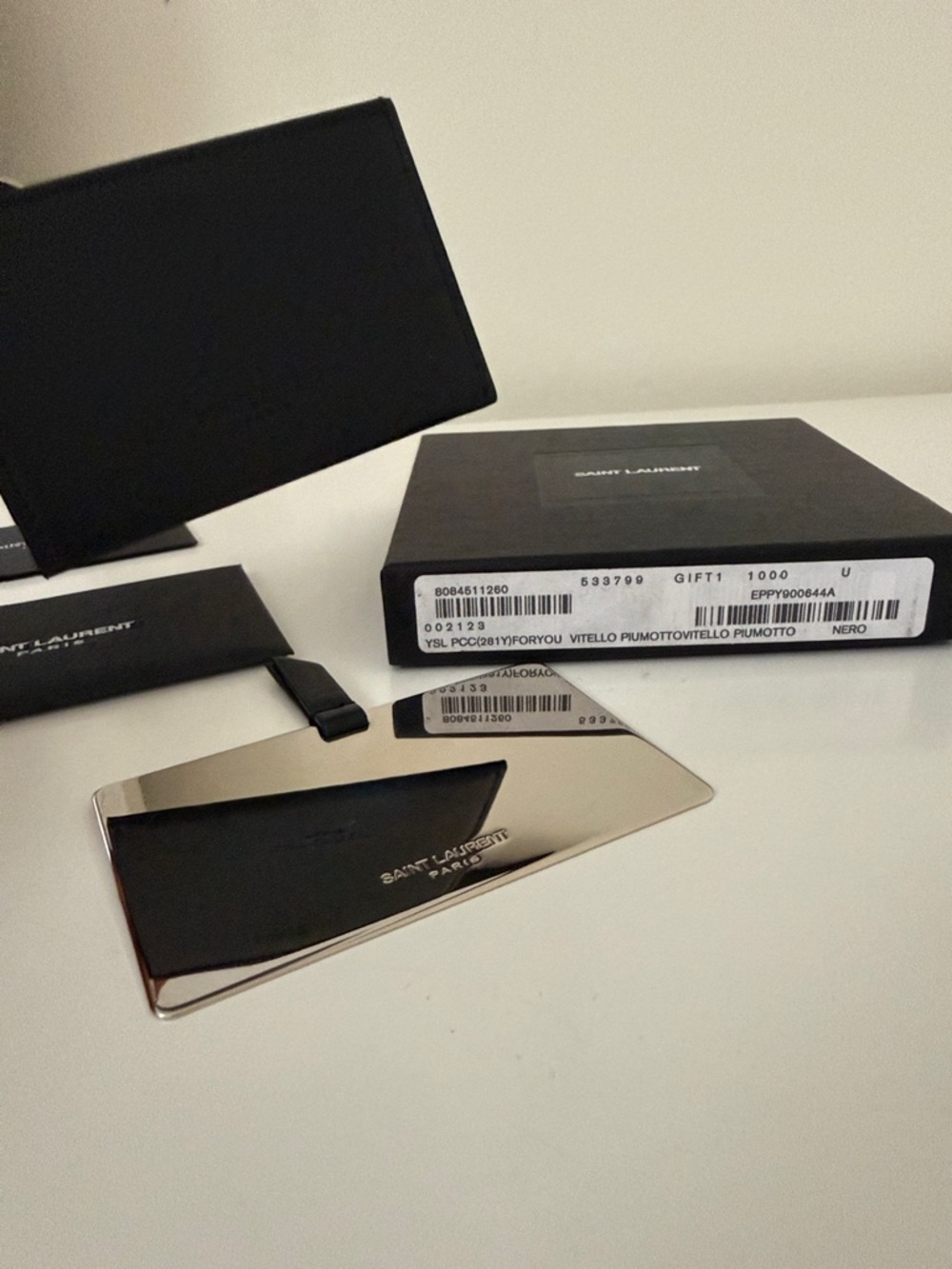 Saint Laurent Black Leather Slim Card Holder with Mirror Holder in Branded Box - Picture 5 of 8